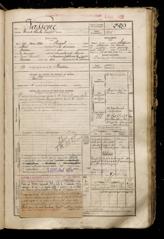 Vasseur, Edmond Charles Prosper, né le 29 mars 1875 à Thiepval (Somme), classe 1895, matricule n° 229, Bureau de recrutement de Péronne