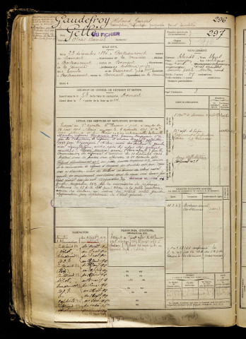 Goudefroy, Roland Georges, classe 1914, matricule n° 296, Bureau de recrutement d'Abbeville