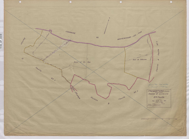 Plan du cadastre rénové - Frémontiers : section D2