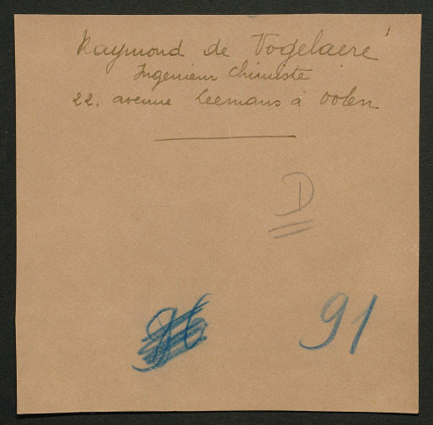 Témoignage de De Vogelaere, Raymond et correspondance avec Jacques Péricard