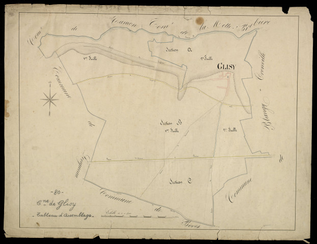 Plan du cadastre napoléonien - Glisy : tableau d'assemblage