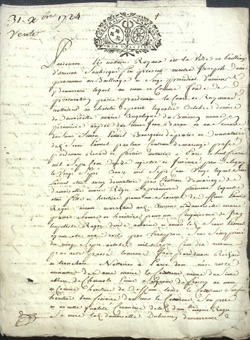 Etude de Me Jean Baptiste Fournier à Amiens (étude n°4). Minutes de l'année 1724