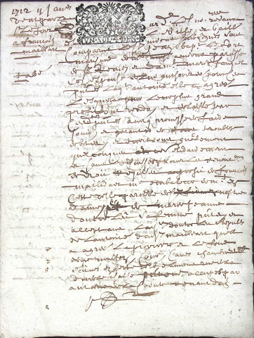 Etude de Me François De Hangest à Amiens (étude n°13). Minutes de l'année 1712