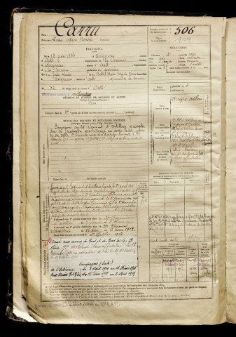 Carru, Louis Octave Honoré, né le 18 juin 1883 à Woignarue (Somme), classe 1903, matricule n° 506, Bureau de recrutement d'Abbeville