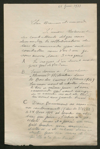 Témoignage de Magné de la Croix et correspondance avec Jacques Péricard