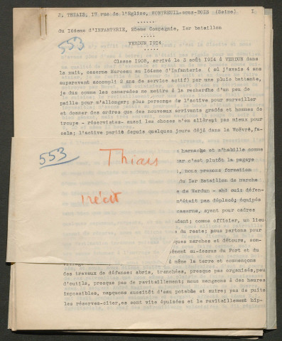 Témoignage de Thiais, Jean et correspondance avec Jacques Péricard