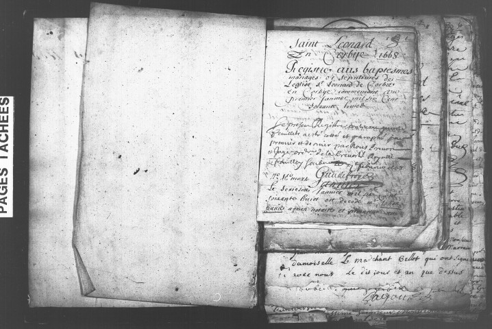 Corbie (paroisse Saint-Léonard) : baptêmes, mariages, sépultures (1668-1785)