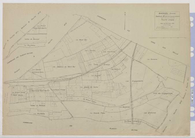 Plan du cadastre rénové - Bacouel : section B