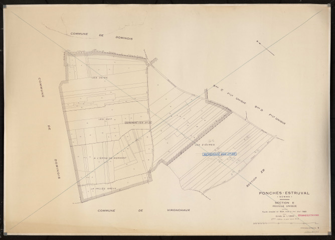 Plan du cadastre rénové - Ponches-Estruval : section E