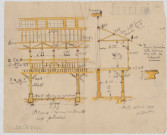 Projet d'agrandissement du Kursaal d'Onival. Plan en élévation et de profil des poteaux correspondant aux pilastres de la terrasse