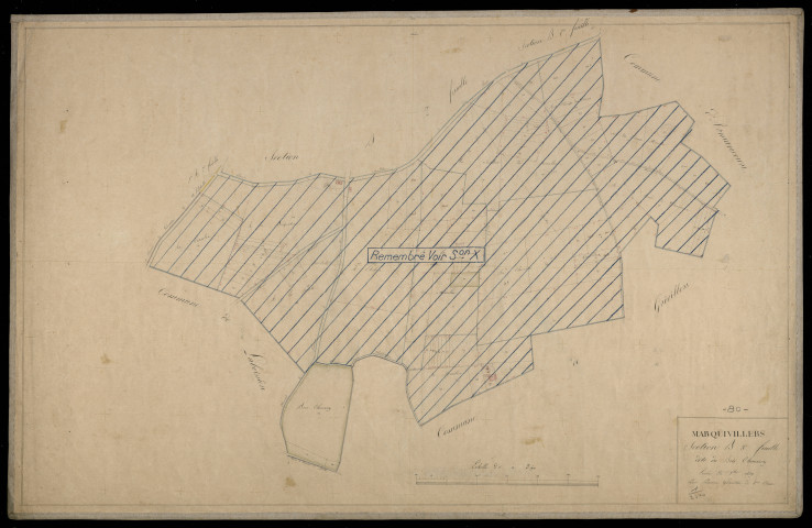Plan du cadastre napoléonien - Marquivillers : Bois Chaussoy (Le), B3