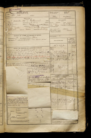 Cottinet, Abel Jules, né le 07 novembre 1897 à Guillaucourt (Somme), classe 1917, matricule n° 115, Bureau de recrutement de Péronne