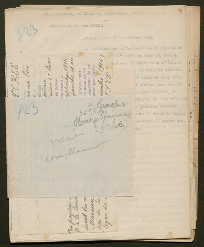 Témoignage de Blanchet, Emile et correspondance avec Jacques Péricard