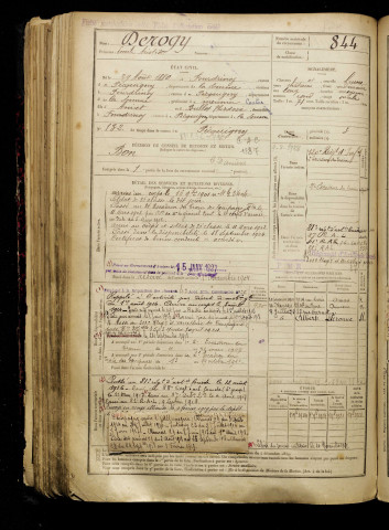 Derogy, Emile Aristide, né le 29 août 1880 à Fourdrinoy (Somme), classe 1900, matricule n° 844, Bureau de recrutement d'Amiens