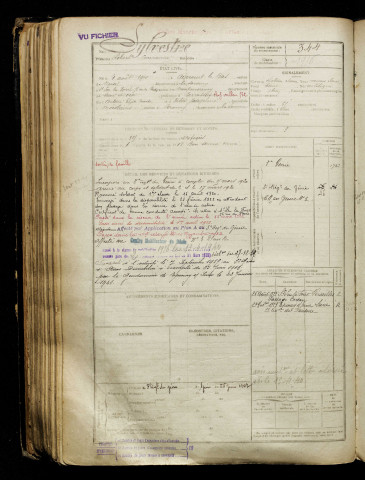 Sylvestre, Robert Couronné, né le 04 août 1900 à Aizecourt-le-Bas (Somme), classe 1920, matricule n° 344, Bureau de recrutement de Péronne