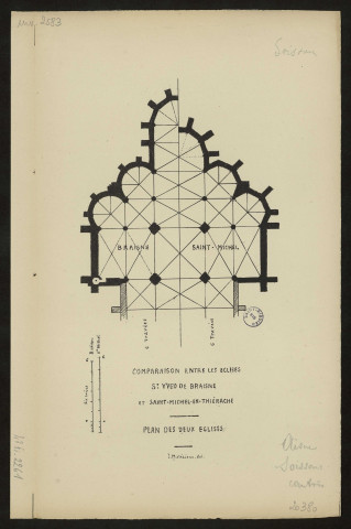 Comparaison entre les églises Saint-Yved-de-Braisne et Saint-Michel-en-Thiérache. Plan des deux églises