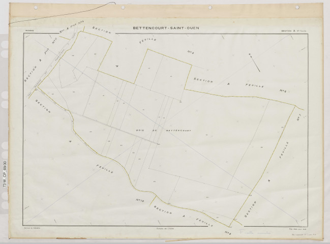 Plan du cadastre rénové - Bettencourt-Saint-Ouen : section A9