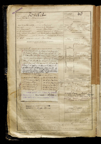 Jovelet, Gabriel Alfred Armand, né le 12 mai 1889 à Amiens (Somme), classe 1909, matricule n° 40, Bureau de recrutement d'Abbeville
