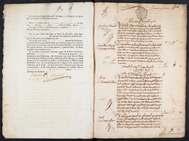 Centième denier du bureau d’Amiens pour la période du 9 décembre 1763 au 2 novembre 1764