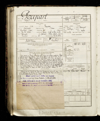 Poupart, Max, né le 17 mars 1898 à Fluquières (Aisne), classe 1918, matricule n° 4066, Bureau de recrutement d'Amiens