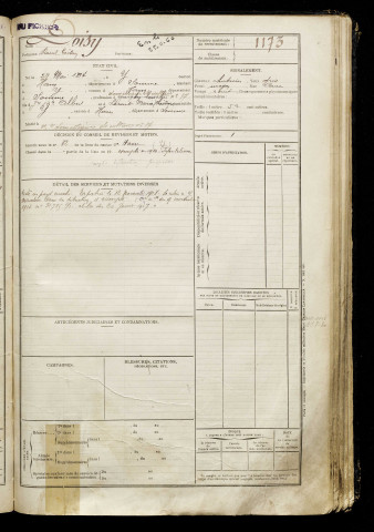 Doisy, Raoul Gaëtan, né le 27 mai 1894 à Y (Somme), classe 1914, matricule n° 1173, Bureau de recrutement de Péronne