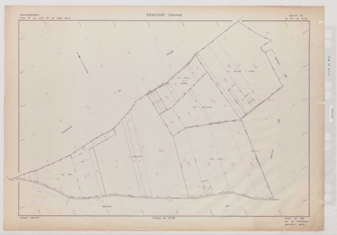 Plan du cadastre rénové - Riencourt : section ZA