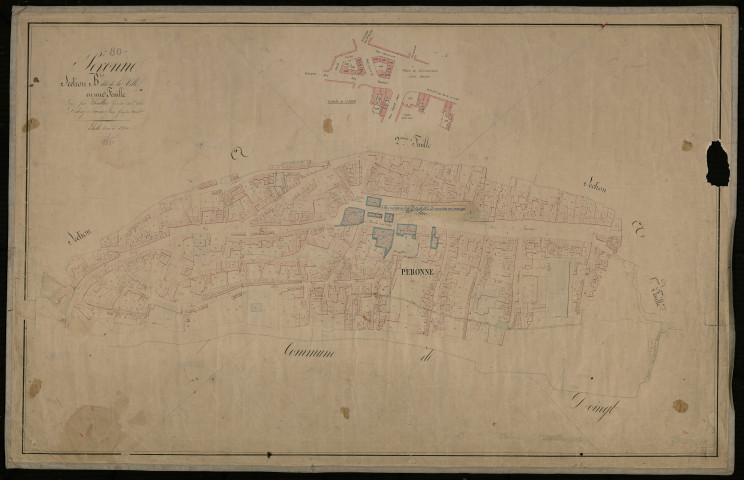Plan du cadastre napoléonien - Peronne : Ville (La), B et partie remembrée de B