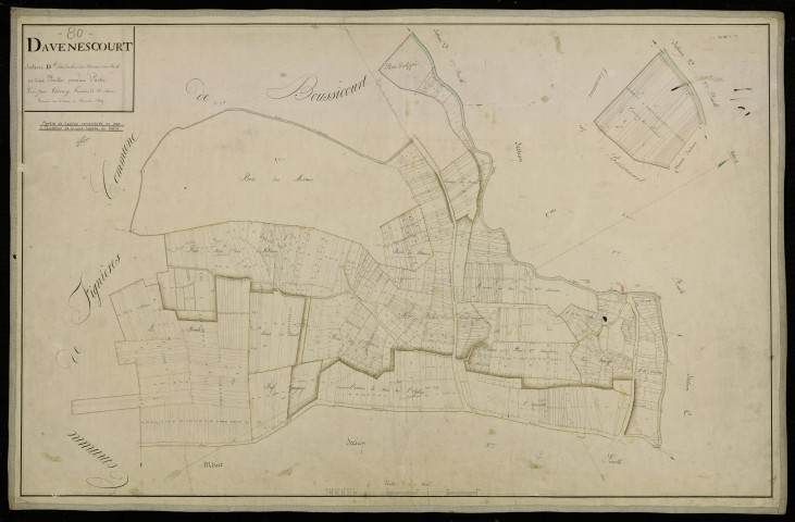 Plan du cadastre napoléonien - Davenescourt : Bois des Moines (Le) ; Brule (Le), D1 et partie développée de D1