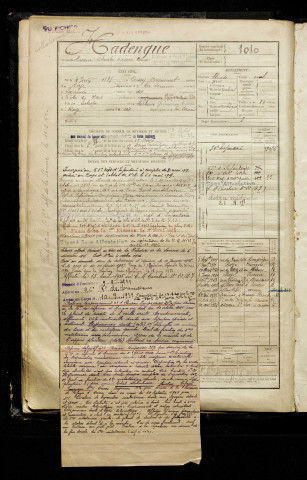 Hadengue, Maurice Charles Désiré, né le 04 juin 1897 à Cressy-Omencourt (Somme), classe 1917, matricule n° 1010, Bureau de recrutement de Péronne