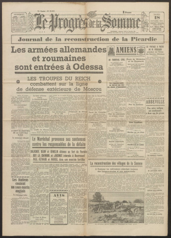 Le Progrès de la Somme, numéro 22490, 18 octobre 1941