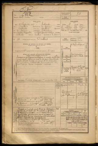 Viez, Louis Lucien, né le 23 septembre 1867 à Authieule (Somme), classe 1887, matricule n° 74, Bureau de recrutement d'Abbeville