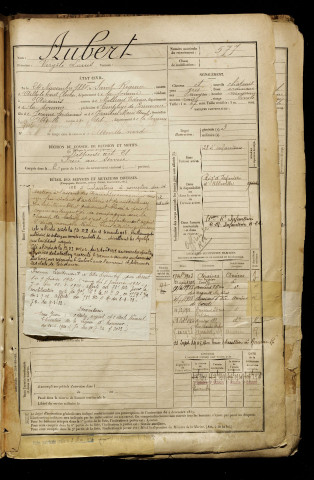 Aubert, Virgile Louis, né le 24 novembre 1880 à Saint-Riquier (Somme), classe 1900, matricule n° 577, Bureau de recrutement d'Abbeville
