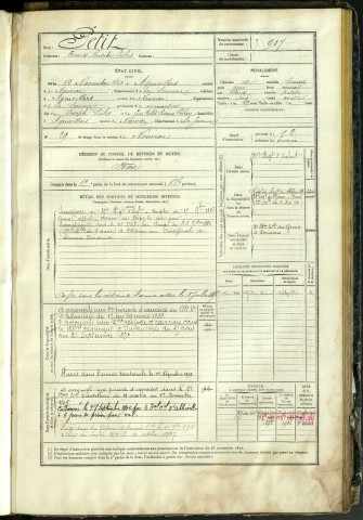 Petit, Ernest Eusèbe Jules, né le 16 février 1861 à Agenvillers (Somme, France), classe 1881, matricule n° 917, Bureau de recrutement d'Abbeville