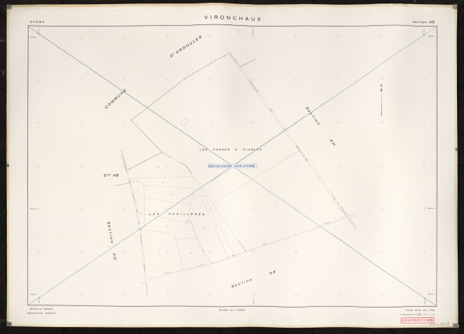 Plan du cadastre rénové - Vironchaux : section AE