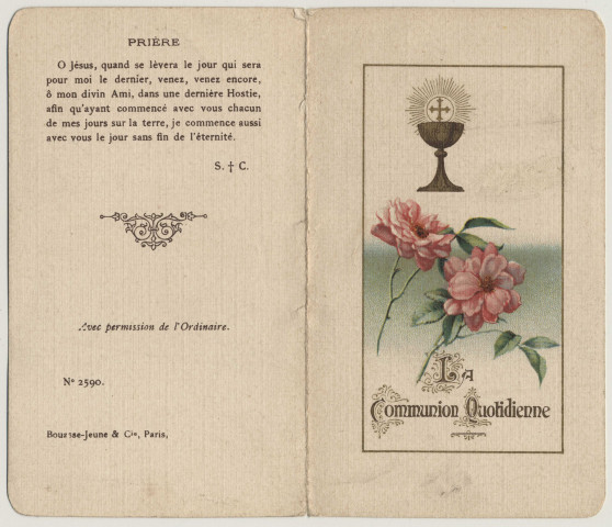 Communion quotidienne. Calice et hostie. La Communion Quotidienne