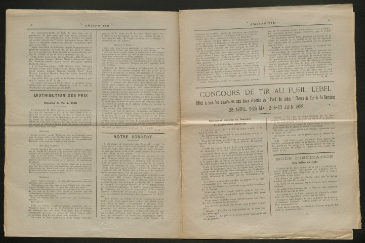 Amiens-tir, organe officiel de l'amicale des anciens sous-officiers, caporaux et soldats d'Amiens, numéro 23 (avril 1929)