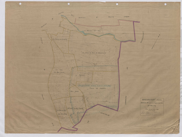 Plan du cadastre rénové - Guyencourt-Saulcourt : section B2