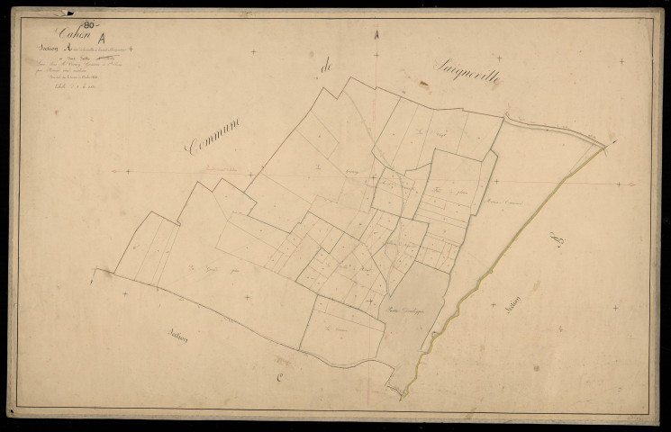 Plan du cadastre napoléonien - Cahon : Vallée à bonnet (La) ; Quatorze (les), A