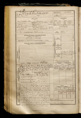 Prudhomme, Léon Jean Baptiste, né le 05 octobre 1874 à Rinxent (Pas-de-Calais), classe 1894, matricule n° 1162, Bureau de recrutement d'Abbeville