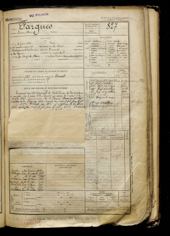Fargues, Lucien Alexis, né le 03 juin 1898 à Paris 13e Arrondissement (Paris), classe 1918, matricule n° 827, Bureau de recrutement d'Abbeville