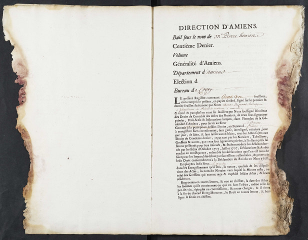 Centième denier du bureau de Conty pour la période du 27 mai 1760 au 6 juin 1763
