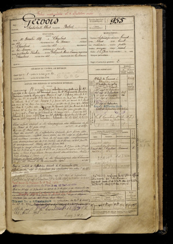 Gervois, Charles Emile Albert, né le 10 décembre 1889 à Chaulnes (Somme), classe 1909, matricule n° 955, Bureau de recrutement de Péronne