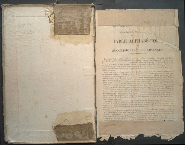 Table des successions et absences du bureau de Montdidier