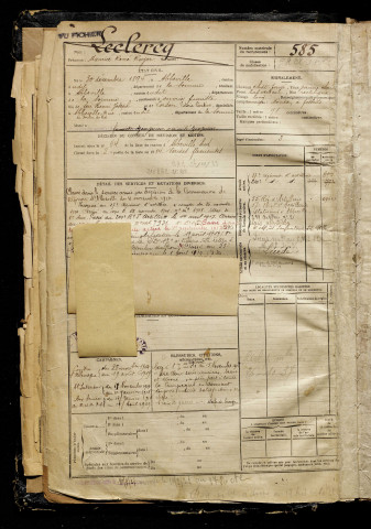 Leclercq, Maurice René Roger, né le 30 décembre 1894 à Abbeville (Somme), classe 1914, matricule n° 585, Bureau de recrutement d'Abbeville