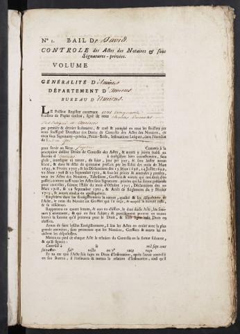Contrôle des actes du bureau d’Amiens pour la période du 20 mars 1777 au 8 août 1777