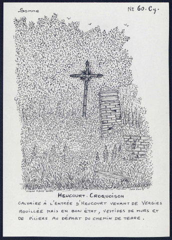 Heucourt-Croquoison : calvaire à l'entrée d'Heucourt - (Reproduction interdite sans autorisation - © Claude Piette)