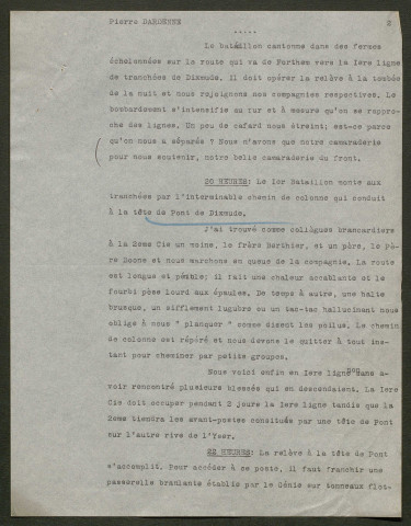 Témoignage de Dardenne, Pierre (Sergent) et correspondance avec Jacques Péricard