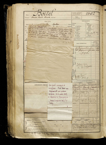 Boitel, Maurice Charles Alexandre, né le 04 mars 1896 à Doullens (Somme), classe 1916, matricule n° 1402, Bureau de recrutement d'Abbeville