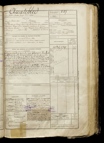 Accatebled, Julien Gaston Georges Victor, né le 24 avril 1893 à Fourcigny (Somme), classe 1913, matricule n° 287, Bureau de recrutement d'Amiens