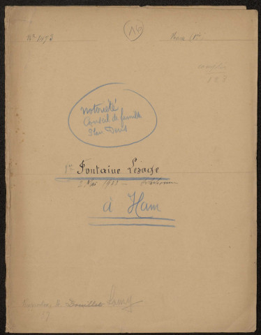 Ham. Demande d'indemnisation des dommages de guerre : dossier Fontaine-Lesage